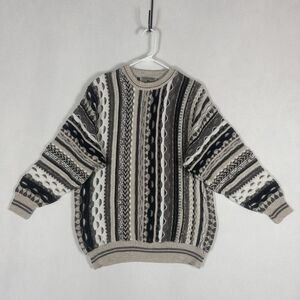 Vintage Idea Uomo Sweater Men's Large Textured 3D Knit Hippie Boho Coogi Style